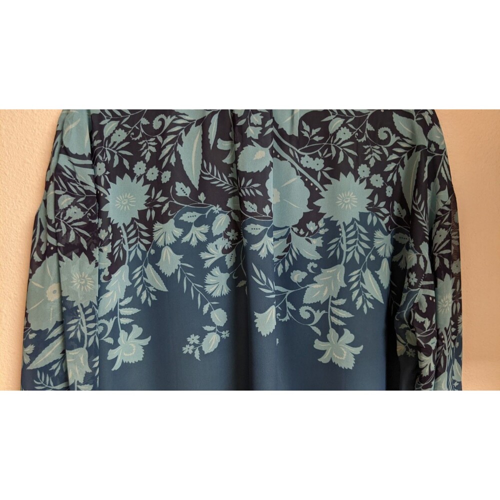 Anthropologie Pilcro Tavi Blue Buttondown Floral Blue Viscose Blouse Large - Picture 10 of 14